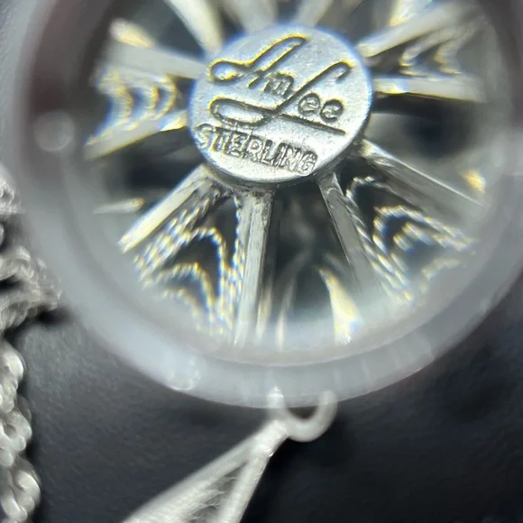 Am Lee sterling silver filigree rhinestone flower adjustable necklace rope chain - Picture 9 of 13